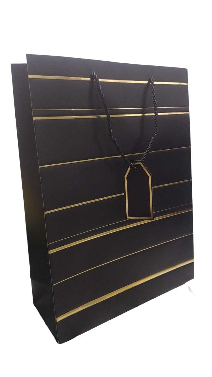 SACOLA PRESENTE LUXO LISTRADO 40X30X12CM